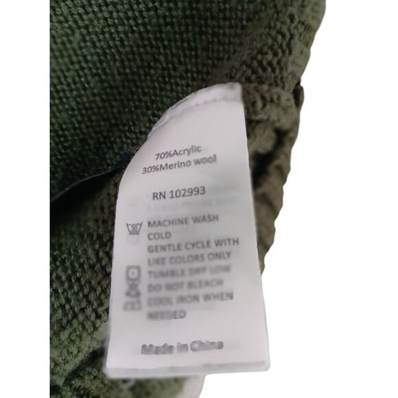 Marissa Webb Collective Women’s Sweater M Olive Green Chevron Stripe Crewneck Pu - Picture 11 of 12